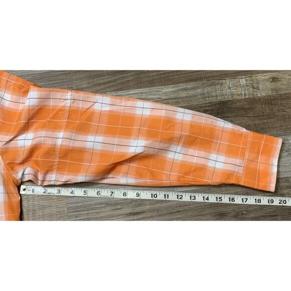 Mountain Club Mens Orange Plaid Long Sleeve Button-Down Shirt Vented Size Medium - Picture 12 of 13